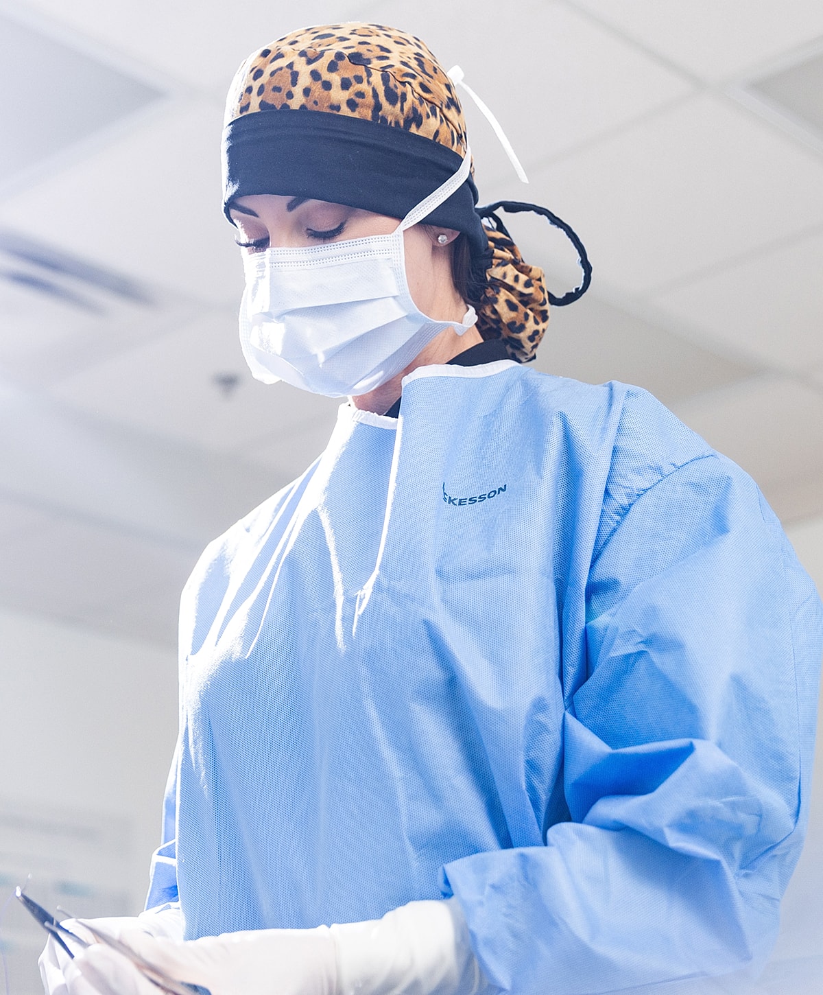 Medical professional preparing for a procedure.