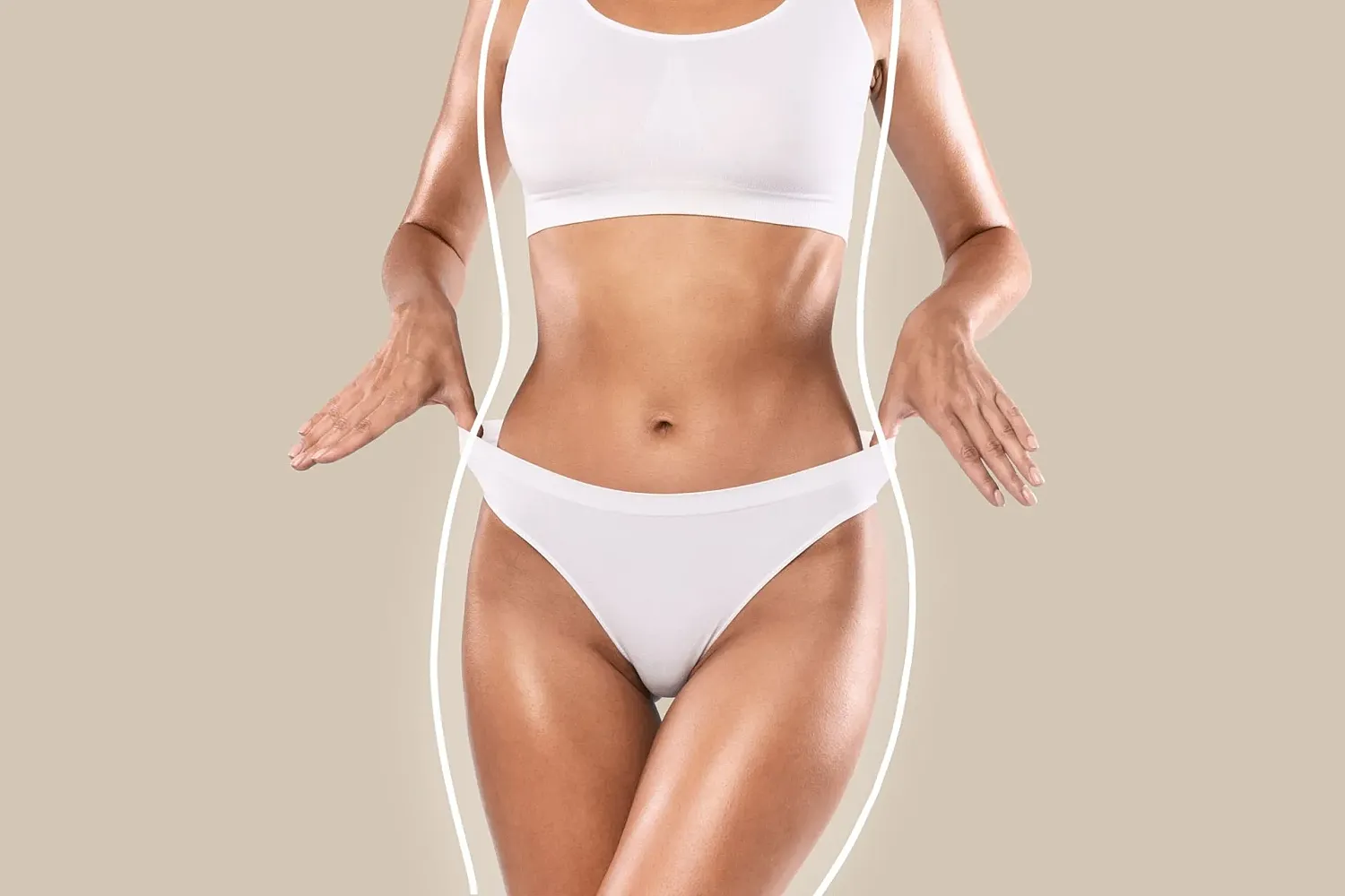 Model demonstrating slim-fit white underwear.