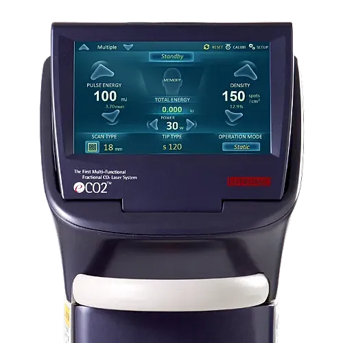 CO2 laser system control panel display.