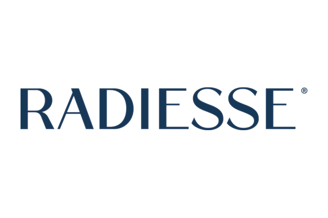 Radiesse logo on a black background.