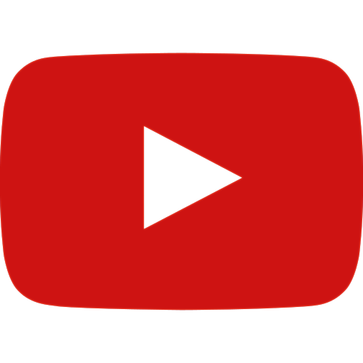 YouTube logo with play button symbol.