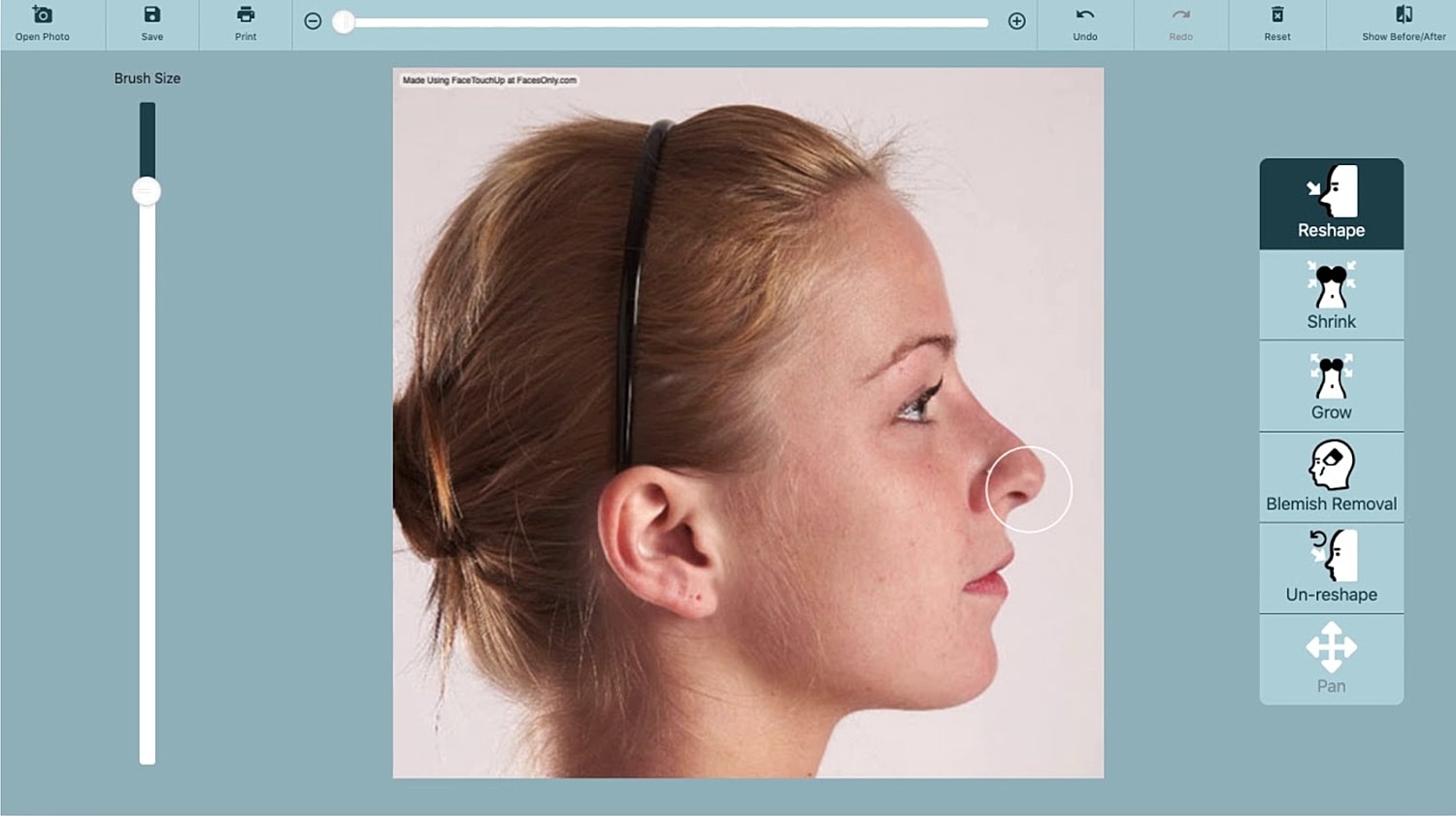 Photo editing interface for facial enhancements.