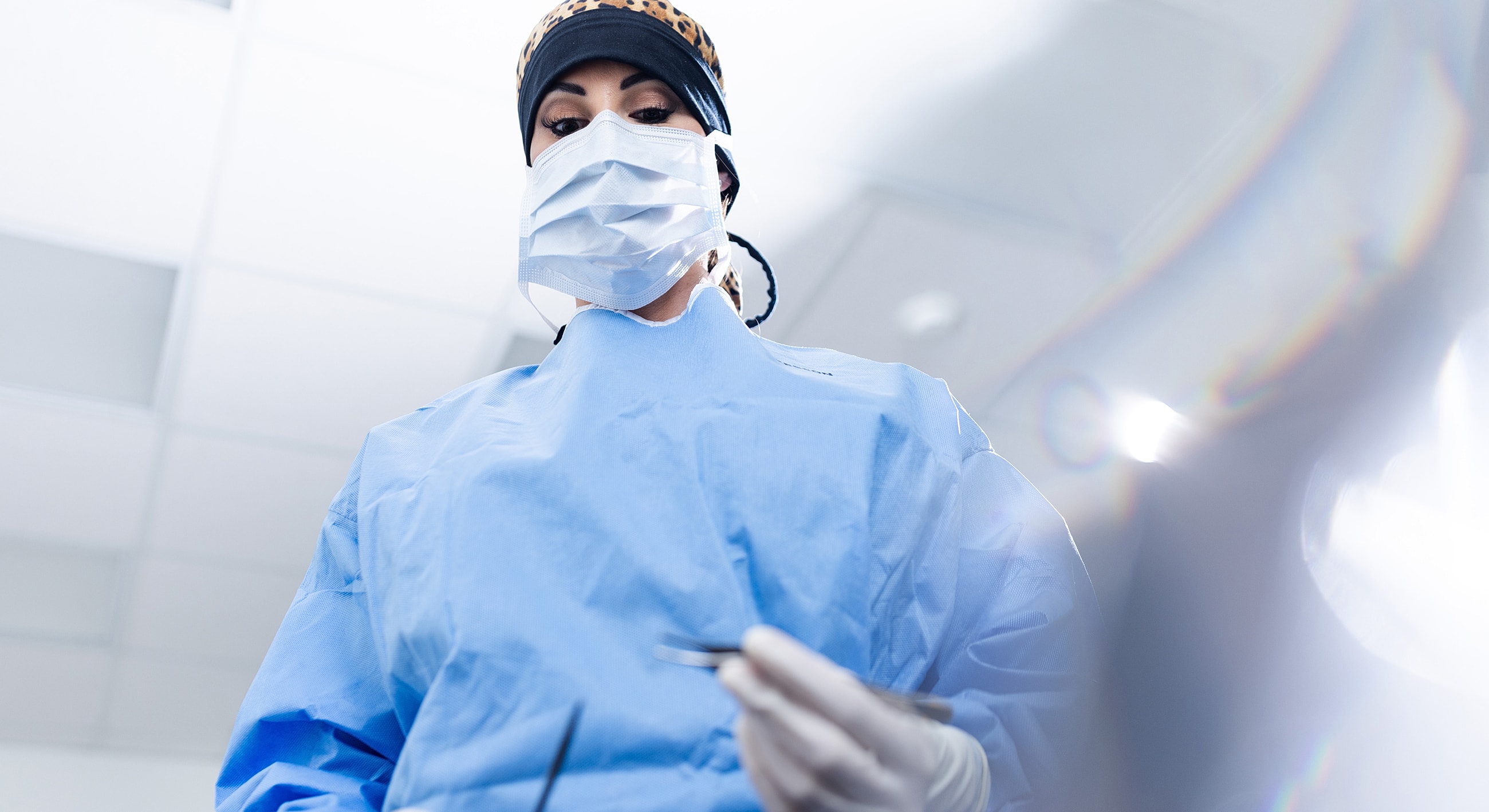Medical professional preparing for a procedure.