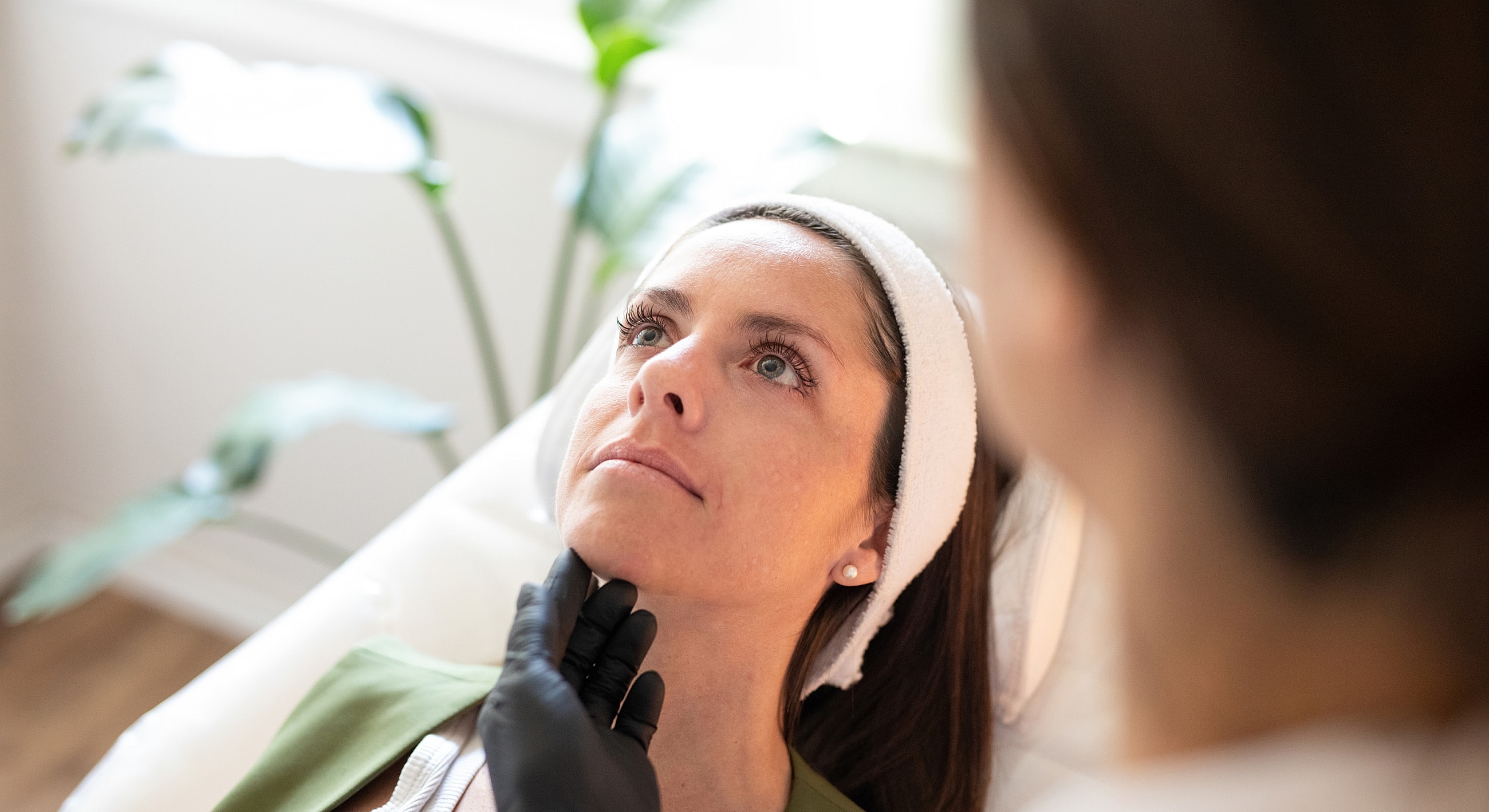 Skincare treatment in a modern salon setting.